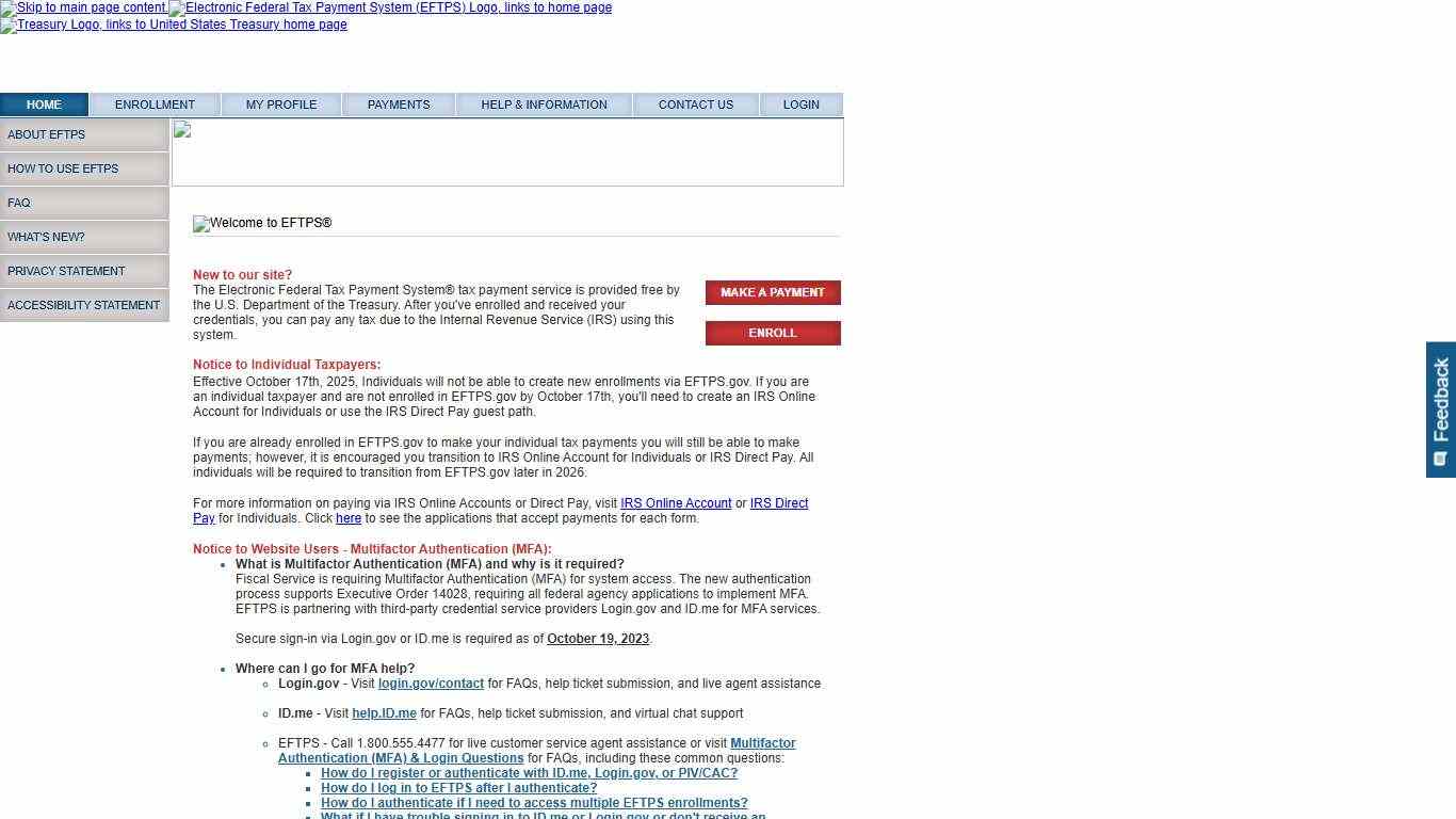 Welcome to EFTPS online